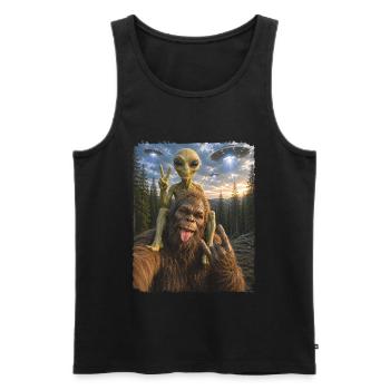 Bigfoot Alien Rocker, Rock Musik, Rock Hand, UFO - Männer Premium Bio Tank Top - Schwarz - Vorne - Michal (187cm)
