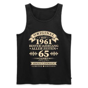 Original 1961 Bester Jahrgang 65. Geburtstag - Männer Premium Bio Tank Top - Schwarz - Vorne - Michal (187cm)