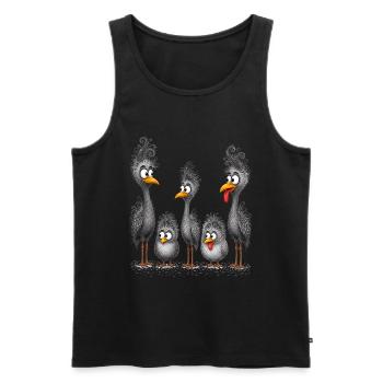 Oiseaux chaotiques en plumes Oiseaux fous - Débardeur bio Premium Homme - noir - Devant - Michal (187cm)
