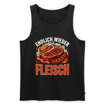 Endlich Wieder Fleisch Grillen BBQ Steak Wurst - Männer Premium Bio Tank Top - Schwarz - Vorne - Michal (187cm)
