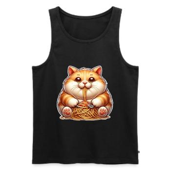 Kater Spaghetti  - Männer Premium Bio Tank Top - Schwarz - Vorne - AI Model Male 178 light (178cm)