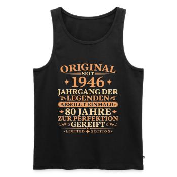 1946 geboren Vintage 80. Geburtstag Geschenk - Männer Premium Bio Tank Top - Schwarz - Vorne - Michal (187cm)