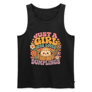 Just A Girl Who Loves Dumplings | Vintage Kawaii - Men's Premium Organic Tank Top - black - Front - Michal (187cm)