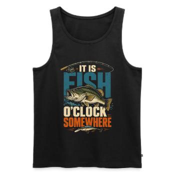Pêche Humour Pêcheur Poisson Rétro Cadeau - Débardeur bio Premium Homme - noir - Devant - Michal (187cm)