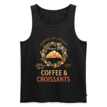 Frühstück, Kaffee und Croissants – lustiger Brunch - Männer Premium Bio Tank Top - Schwarz - Vorne - Michal (187cm)