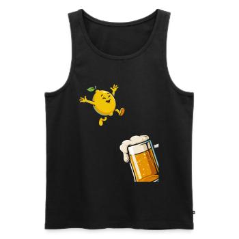 Bière Radler Citron drôle et verre à bière - Débardeur bio Premium Homme - noir - Devant - Michal (187cm)