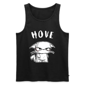 Genervte Comic Katze "MOVE" - Sarkasmus Shirt - Männer Premium Bio Tank Top - Schwarz - Vorne - Michal (187cm)