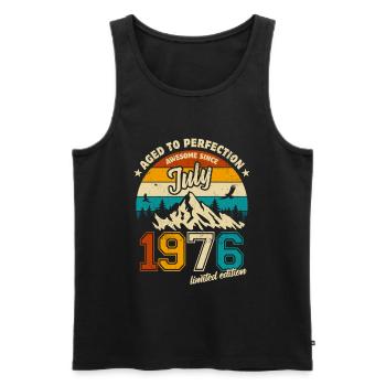 July 1976 | Aged to perfection | Birthday - Men's Premium Organic Tank Top - black - Front - Michal (187cm)