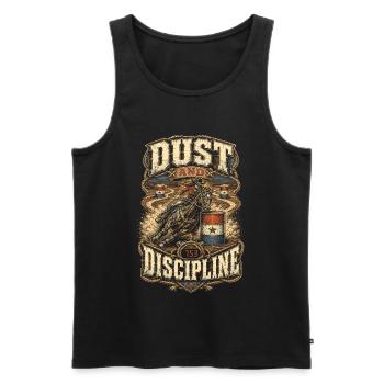 Rodeo Amerikanisch Dust And Discipline - Männer Premium Bio Tank Top - Schwarz - Vorne - Michal (187cm)