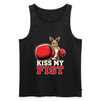 Kiss My Fist – Freches Känguru Statement - Männer Premium Bio Tank Top - Schwarz - Vorne - Michal (187cm)