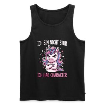 Ich bin nicht stur ich hab Charakter - Männer Premium Bio Tank Top - Schwarz - Vorne - Michal (187cm)