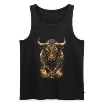 Rodeo American - Men's Premium Organic Tank Top - black - Front - Michal (187cm)