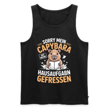 Capybara Hausaufgaben - Männer Premium Bio Tank Top - Schwarz - Vorne - Michal (187cm)