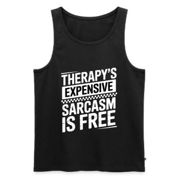Sarkasmus Kostenlos Therapie Kostet Spaß Geschenk - Männer Premium Bio Tank Top - Schwarz - Vorne - Michal (187cm)
