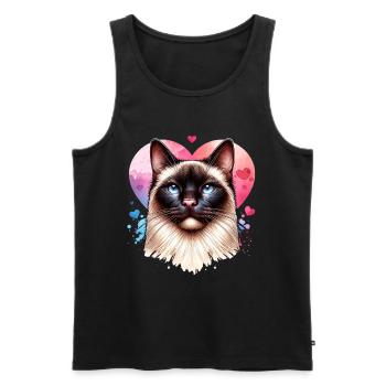 Chat siamois - Débardeur bio Premium Homme - noir - Devant - Michal (187cm)