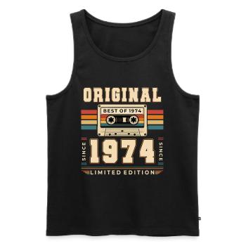 52e anniversaire Gift Man cassette Best of 1974 - Débardeur bio Premium Homme - noir - Devant - Michal (187cm)