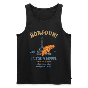 Breakfast Funny Brunch Coffee Bonjour La Tour - Men's Premium Organic Tank Top - black - Front - Michal (187cm)
