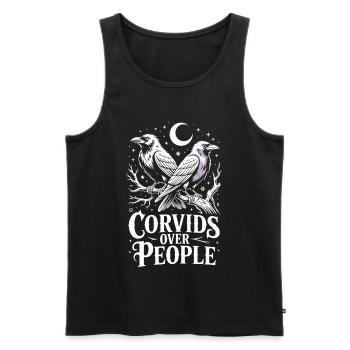 Corviden über Menschen - Männer Premium Bio Tank Top - Schwarz - Vorne - Michal (187cm)