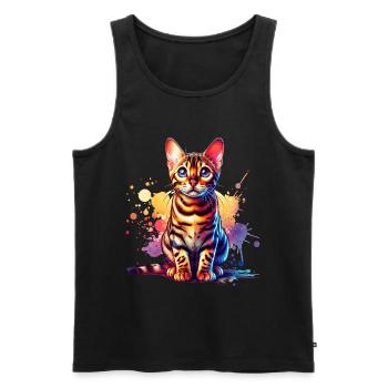 Bengalkatze Geschenk - Männer Premium Bio Tank Top - Schwarz - Vorne - Michal (187cm)