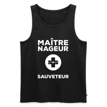 Maître Nageur Sauvetage Logo - Débardeur bio Premium Homme - noir - Devant - Michal (187cm)