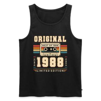 38e anniversaire Gift Man cassette Best of 1988 - Débardeur bio Premium Homme - noir - Devant - Michal (187cm)