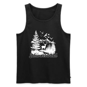 Schwarzwald Fluss Hirsch Natur Motiv - Männer Premium Bio Tank Top - Schwarz - Vorne - Michal (187cm)
