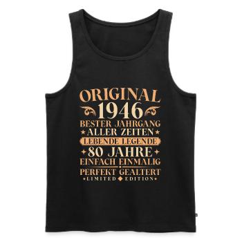 Original 1946 Jahrgang geboren 80. Geburtstag - Männer Premium Bio Tank Top - Schwarz - Vorne - Michal (187cm)