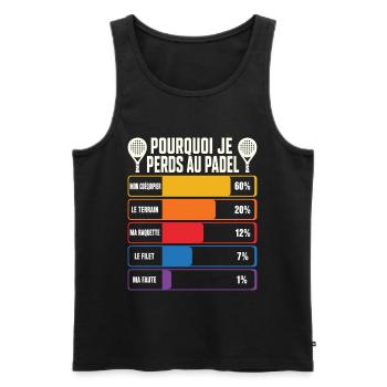 Padel Humour Joueur De Padel Perdant - Débardeur bio Premium Homme - noir - Devant - Michal (187cm)