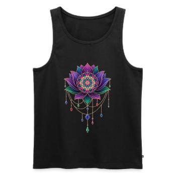 Spiritualität Heilige Geometrie Lotusblume Zen - Männer Premium Bio Tank Top - Schwarz - Vorne - Michal (187cm)