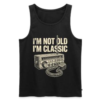 Pas vieux, je suis la radio classique - Débardeur bio Premium Homme - noir - Devant - Michal (187cm)