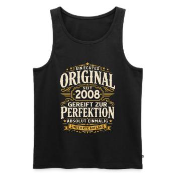 18. Geburtstag Geschenk Mann Original Vintage 2008 - Männer Premium Bio Tank Top - Schwarz - Vorne - Michal (187cm)