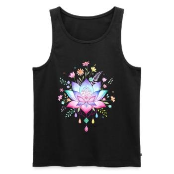 Spiritualité Yoga Fleur de Lotus Méditation Zen - Débardeur bio Premium Homme - noir - Devant - Michal (187cm)