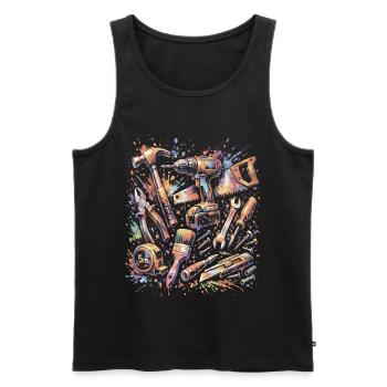 DIY-Werkzeuge Aquarell-Mehrfarbige Splash-Kunst - Männer Premium Bio Tank Top - Schwarz - Vorne - Michal (187cm)