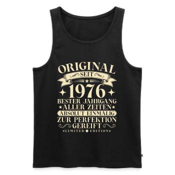 Vintage 1976 Jahrgang Geburtstag Retro - Männer Premium Bio Tank Top - Schwarz - Vorne - Michal (187cm)