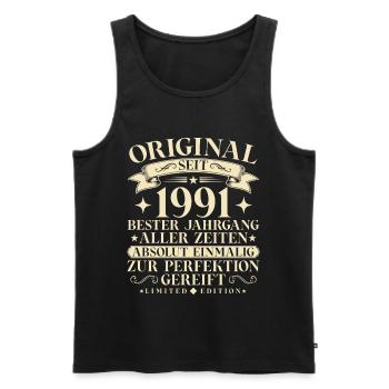 Vintage 1991 Jahrgang Geburtstag Retro - Männer Premium Bio Tank Top - Schwarz - Vorne - Michal (187cm)