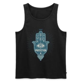 Spiritualité Protection des esprits Géométrie sacrée - Débardeur bio Premium Homme - noir - Devant - Michal (187cm)