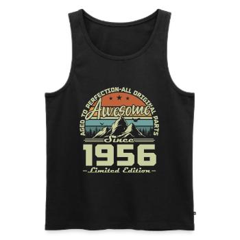 70th Birthday Gift 1956 Vintage Retro - Men's Premium Organic Tank Top - black - Front - Michal (187cm)