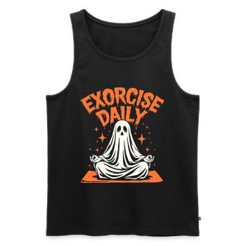 Halloween, yoga, méditation, esprit - Débardeur bio Premium Homme - noir - Devant - Michal (187cm)