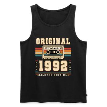 34th Birthday Gift August Vintage 1992 - Men's Premium Organic Tank Top - black - Front - Michal (187cm)