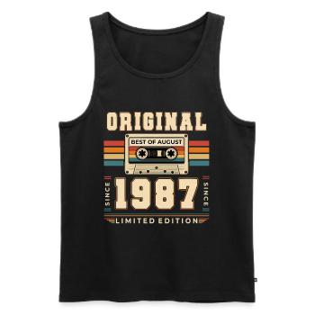 Cadeau du 39e anniversaire Vintage août 1987 - Débardeur bio Premium Homme - noir - Devant - Michal (187cm)