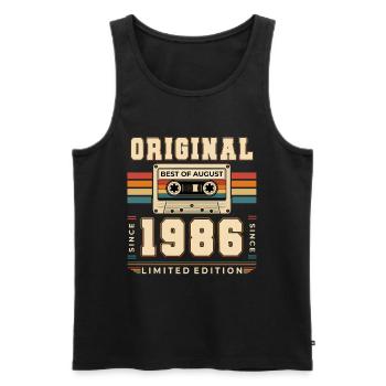 40th Birthday Gift August Vintage 1986 - Men's Premium Organic Tank Top - black - Front - Michal (187cm)