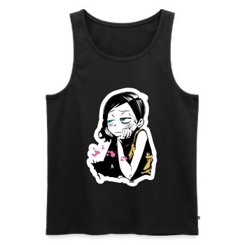 T-shirt graphique Moody Manga Girl - Débardeur bio Premium Homme - noir - Devant - Michal (187cm)