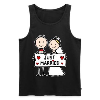 Dessin animé du couple de mariés - Débardeur bio Premium Homme - noir - Devant - Michal (187cm)