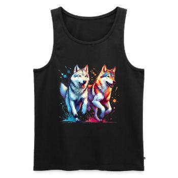 Don Wolfdog - Débardeur bio Premium Homme - noir - Devant - Michal (187cm)
