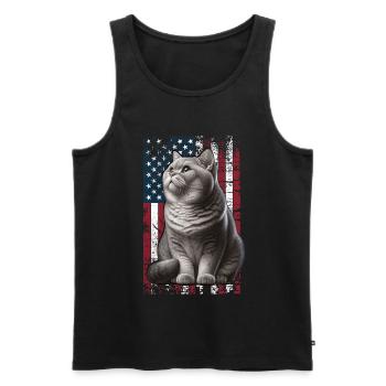 Chat britannique à poil court britannique américain - Débardeur bio Premium Homme - noir - Devant - Michal (187cm)