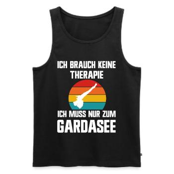 Ich brauche keine Therapie ich muss zum Gardasee - Männer Premium Bio Tank Top - Schwarz - Vorne - Michal (187cm)
