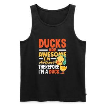 Motifs drôles de canards Citons amoureux de canards - Débardeur bio Premium Homme - noir - Devant - Michal (187cm)
