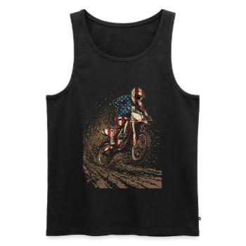 Pilote de motocross américain - Débardeur bio Premium Homme - noir - Devant - Michal (187cm)
