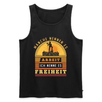 Schornsteinfeger – Arbeit - Ich nenne es Freiheit - Männer Premium Bio Tank Top - Schwarz - Vorne - Michal (187cm)