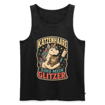 Katzenhaare sind mein Glitzer Shirt - Männer Premium Bio Tank Top - Schwarz - Vorne - Michal (187cm)
